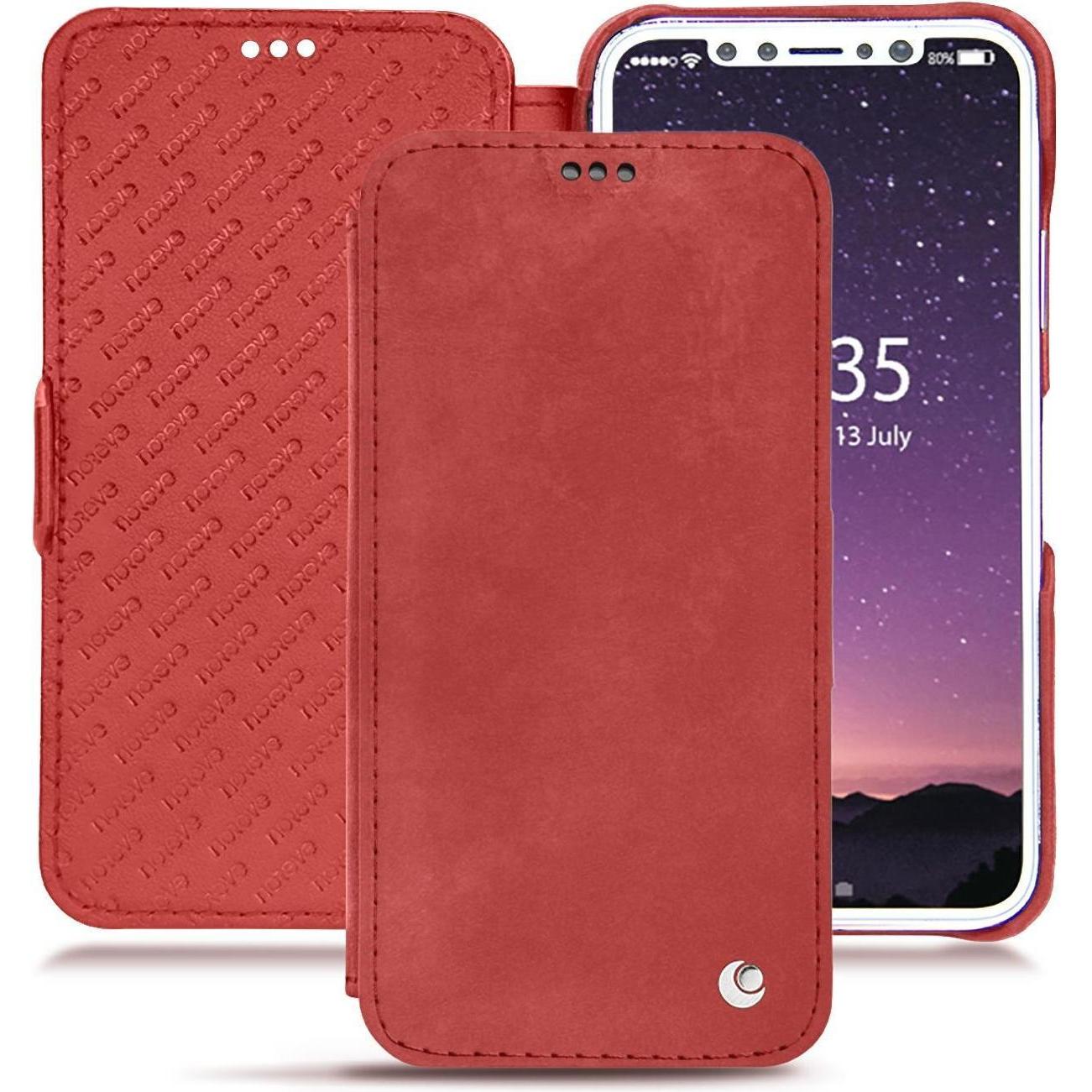 Noreve Lederschutzhülle horizontal (Apple iPhone XS), Smartphone Hülle, Rot