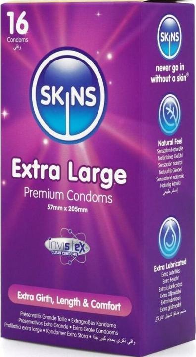 Produktbild Skins Extra Large» 16 XXL Kondome aus kristallklarem Latex - ohne Latexgeruch (16 Stk.)