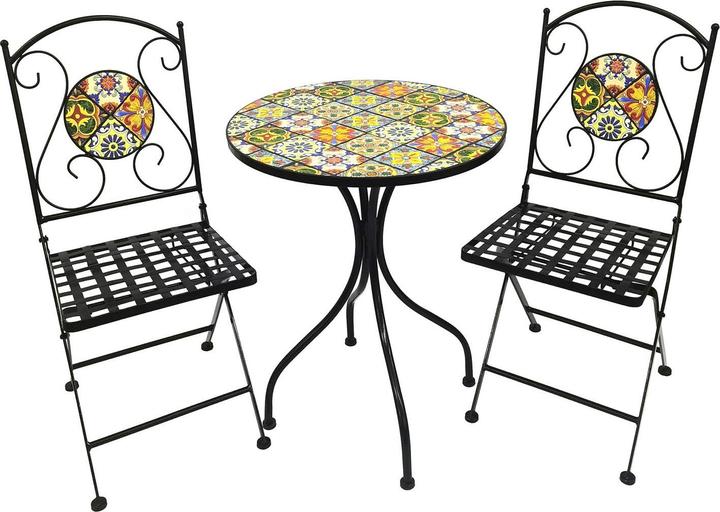 Produktbild Inda-Exclusiv Dekoratives Mosaik Sitzgarnitur Gartenmöbel Bistromöbel Set 3-teilig