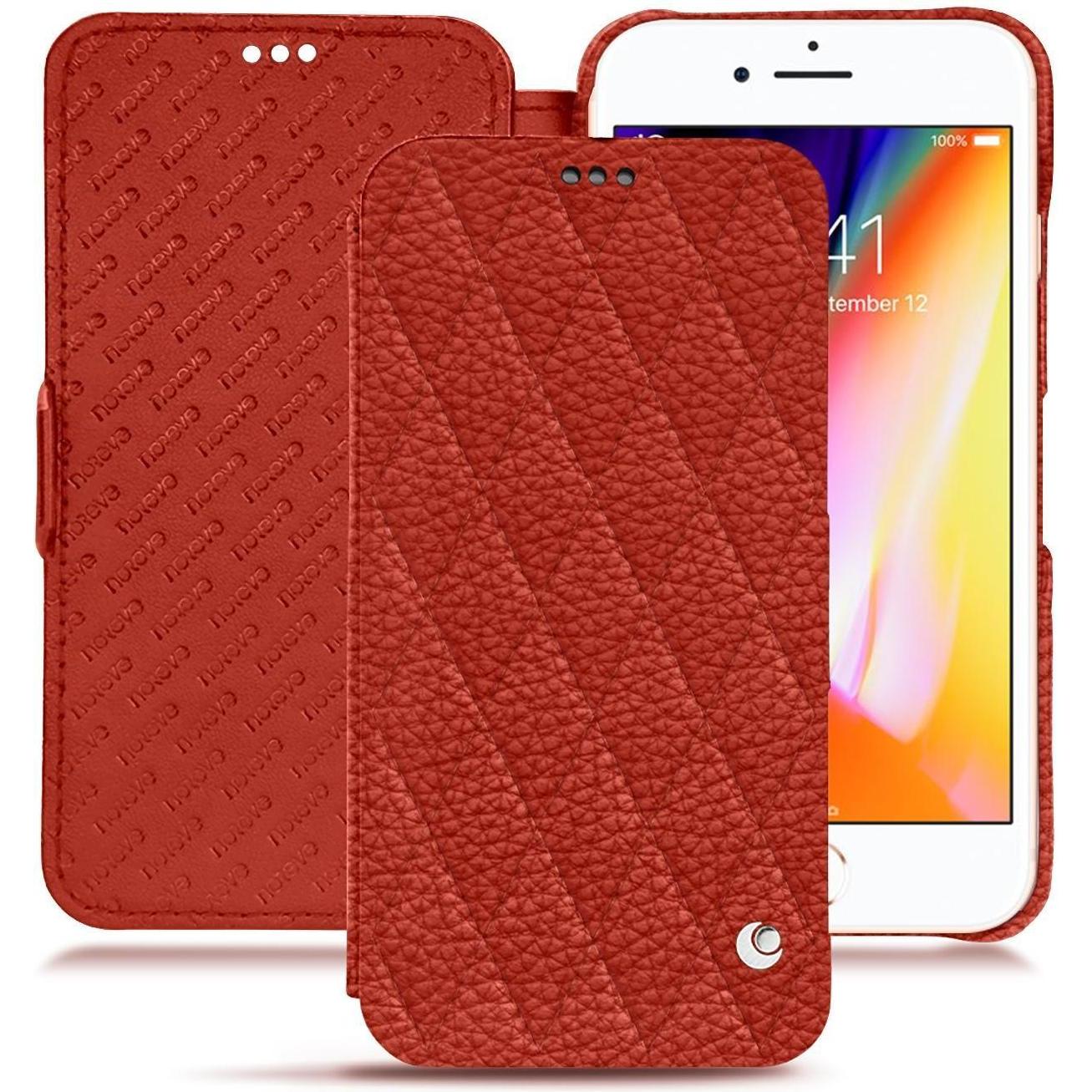 Noreve Lederschutzhülle horizontal (Apple iPhone 8), Smartphone Hülle, Orange