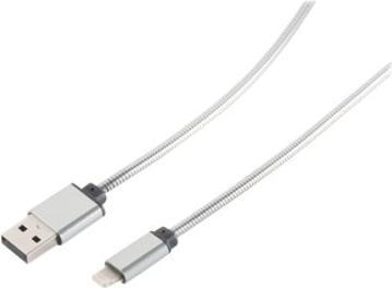 Exertis Connect Lightning Lade-Sync USB A/ 8-pin Steel (Metallumantelung) Silber 1m (1 m, USB 2.0)