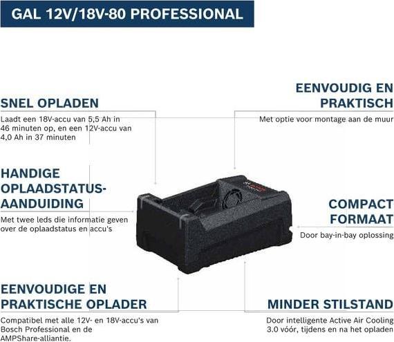 Productafbeelding Bosch Hausgeräte GAL 12V/18V-80 Ladegerät (12 V)