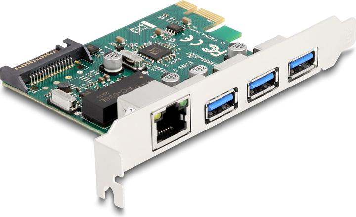 Actual product image Delock PCI Express x1 card to 3 x USB 5 Gbps Type-A socket + 1 x Gigabit LAN