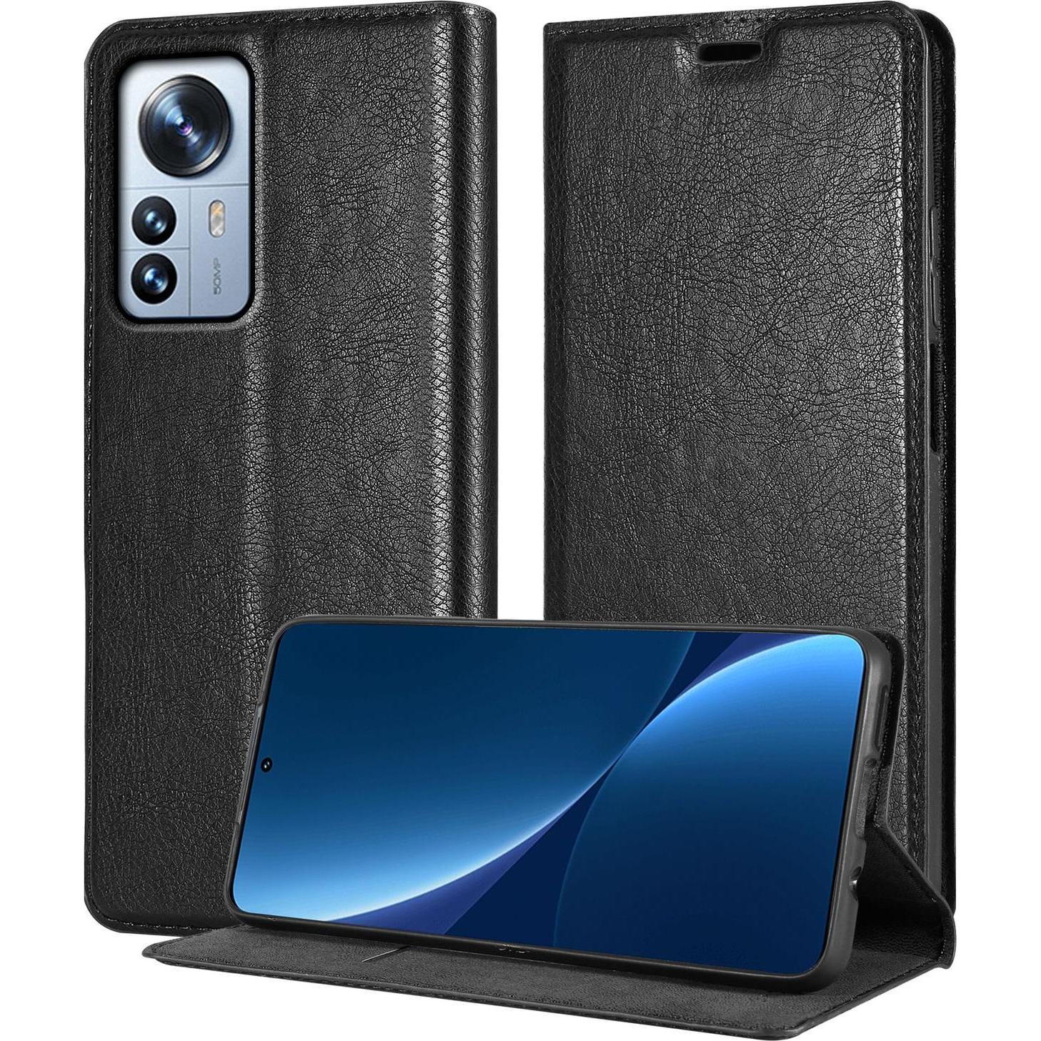 Cadorabo Invisible Book Hülle für Xiaomi 12 PRO mit Magnet (Xiaomi 12 Pro), Smartphone Hülle, Schwarz