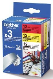 Actual product image Brother Multipack TZe-31M3 (1.20 cm, White, Yellow, Black, Red)