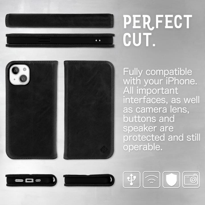 Immagine prodotto Nalia Custodia a ribalta in vero legno con chiusura magnetica (Apple iPhone 14 Plus)
