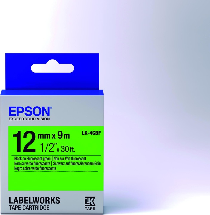 Actual product image Epson Label Cassette Lk-4gbf (1.20 cm, Black)