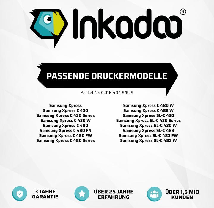 Image du produit Inkadoo Toner compatible de remplacement Samsung CLT-404S/ELS pour Samsung Xpress C 430 Xpress C 479 (C)