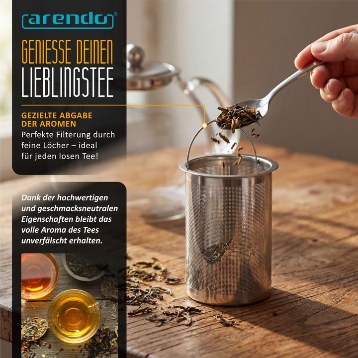 Immagine prodotto Arendo Teekanne Glas Teebereiter mit Stövchen & Sieb für losen Tee, 1,5l, Borosilikatglas, Hitzebeständig (1.50 l)
