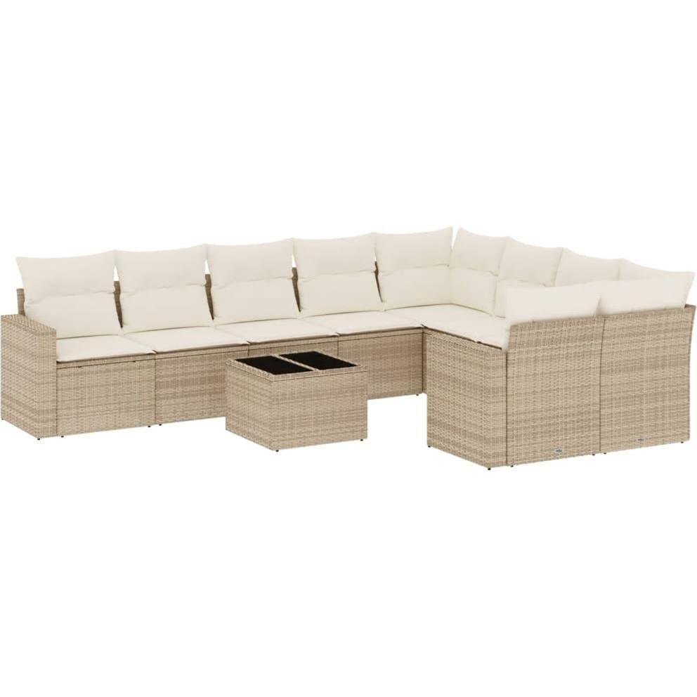 VidaXL, Gartenlounge, Gartenmöbel Sofa Garnitur Gartengarnitur Garten Sitzgruppe 10-tlg. Beige