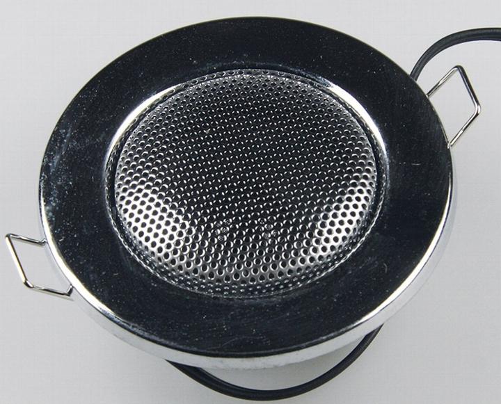 Produktbild König Design Decken Einbaulautsprecher "Mini" Halogen Look Ø 8 cm Einbau 6 cm chrom (1 Stk.)