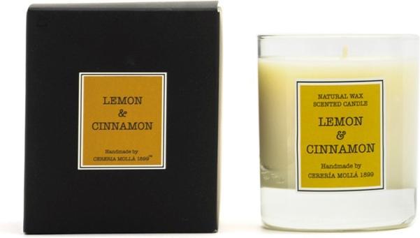 Immagine prodotto Cereria Molla Santiago - Candela in bicchiere di vetro, cera vegetale, profumo di limone e cannella (Eau de parfum)