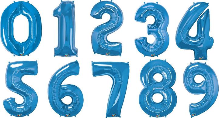 Actual product image Qualatex Number balloons in metallic sapphire colour 86cm (09)
