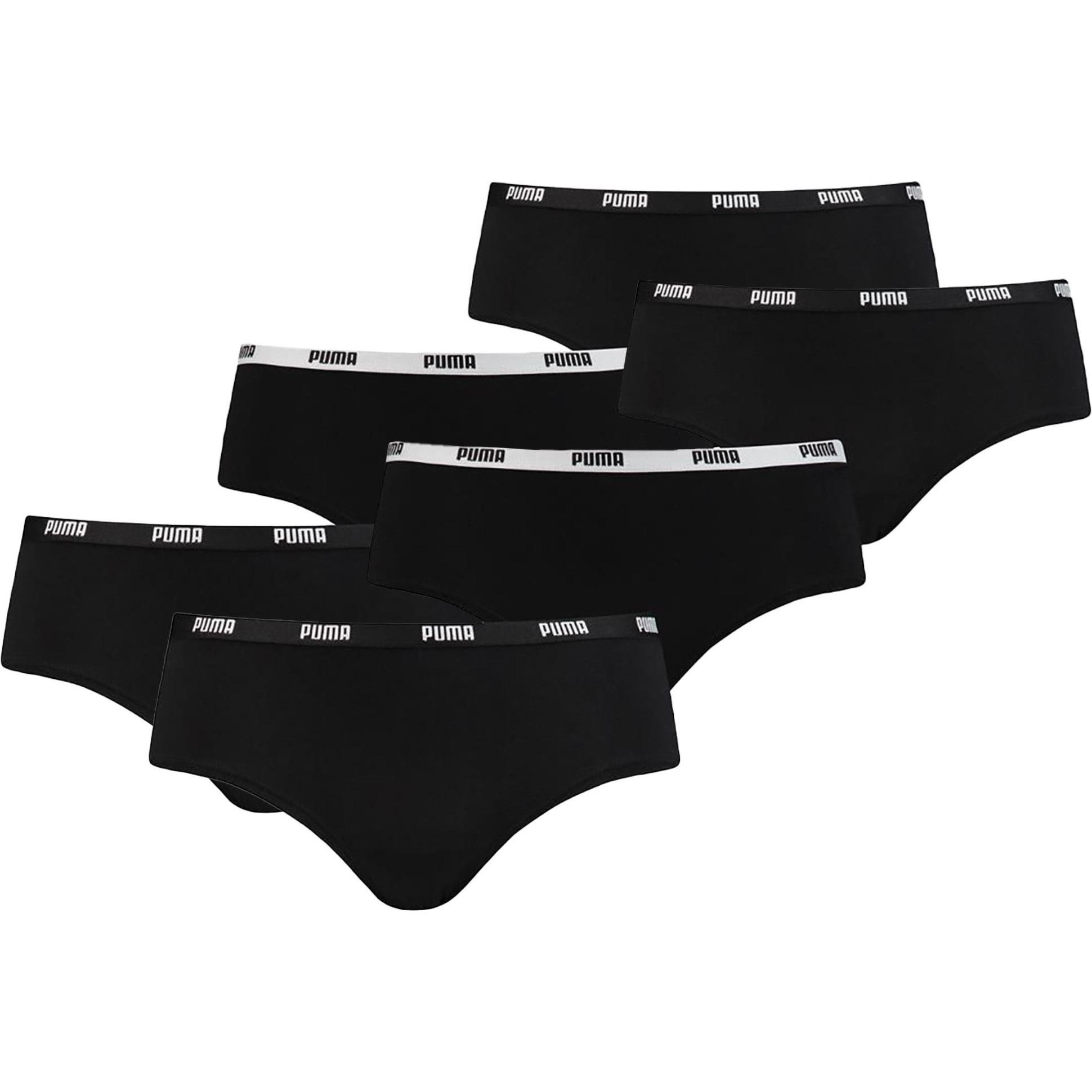 Puma, Damen, Unterhosen, Panty Sportlich Stretch, Schwarz, (L, 6er Pack)