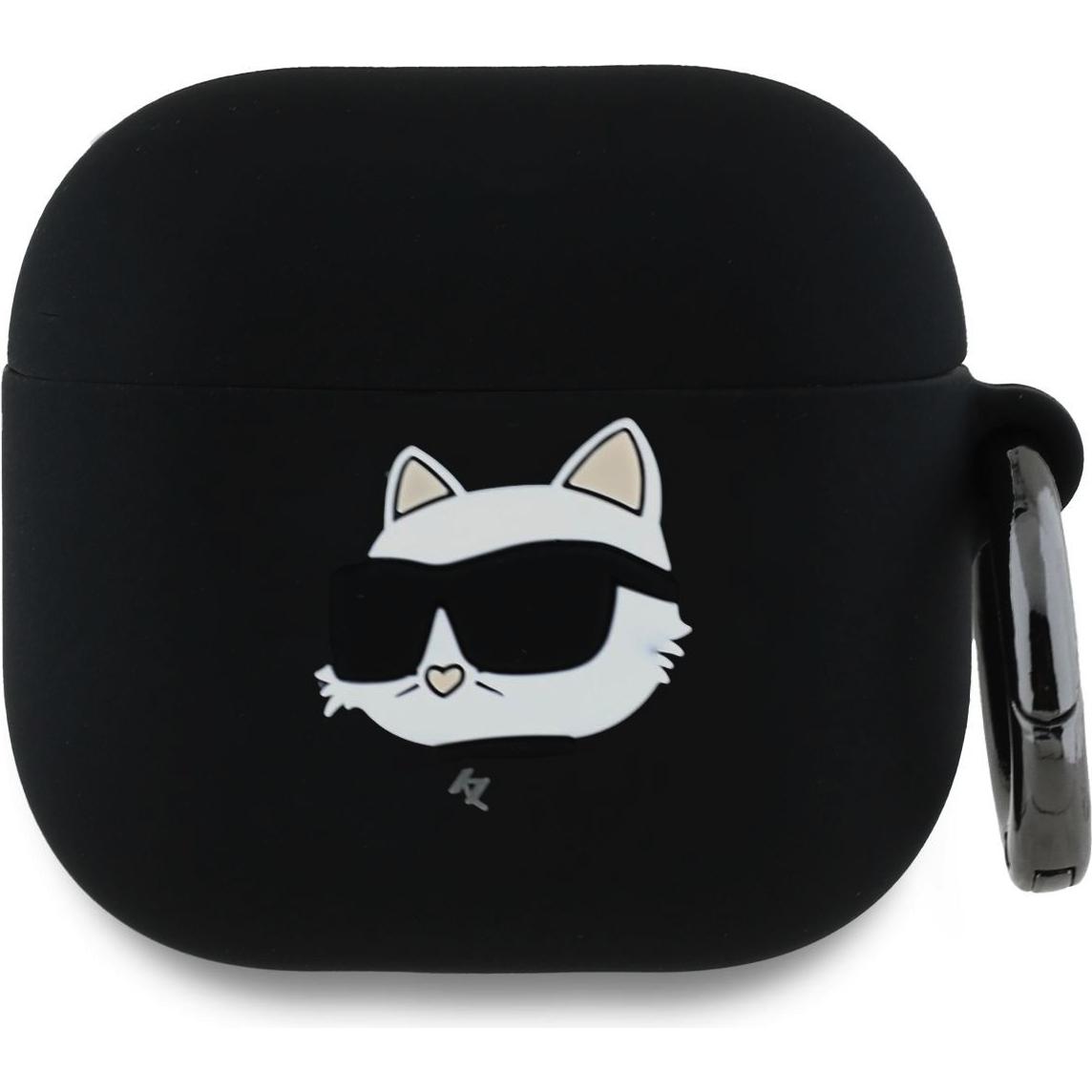 Karl Lagerfeld KLA4RUNCHK AirPods 4 cover black/black Silicone Choupette Head 3D (Kopfhörer Tasche), Kopfhörertasche + S...