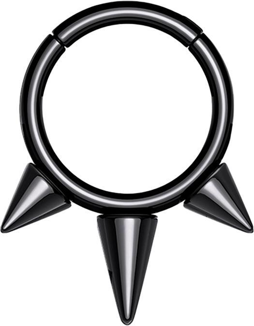 Produktbild Star Piercing Micro Segmentring klappbar schwarz drei Cones (Titan G23, ohne Messing)