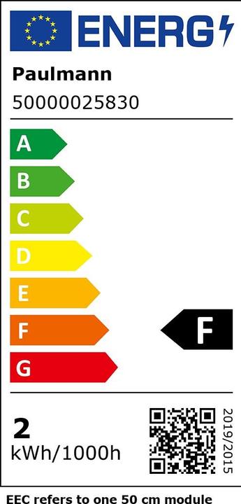 Etichetta energetica Paulmann Pro Strip Argento P25 (Bianco caldo, 500 cm, Interno)