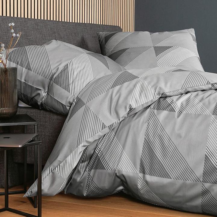 Produktbild Janine Mako-Satin Bettwäsche J.D. 87065 grau (Bettwäsche Set, 80 x 80 cm, 200 x 220 cm)