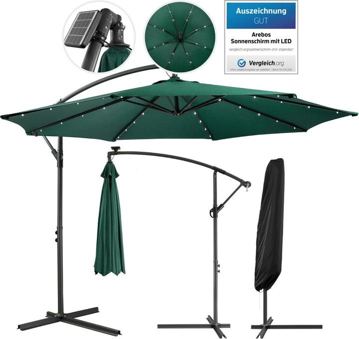 Arebos Sonnenschirm mit LED (3 m)