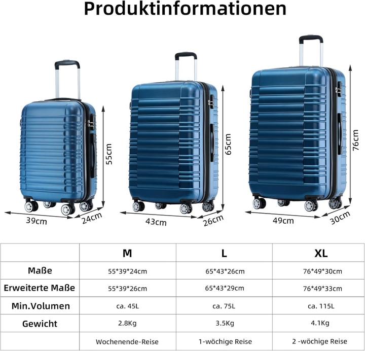 Produktbild Beibye Zwillingsrollen Reisekoffer Hartschale XL (115 l)