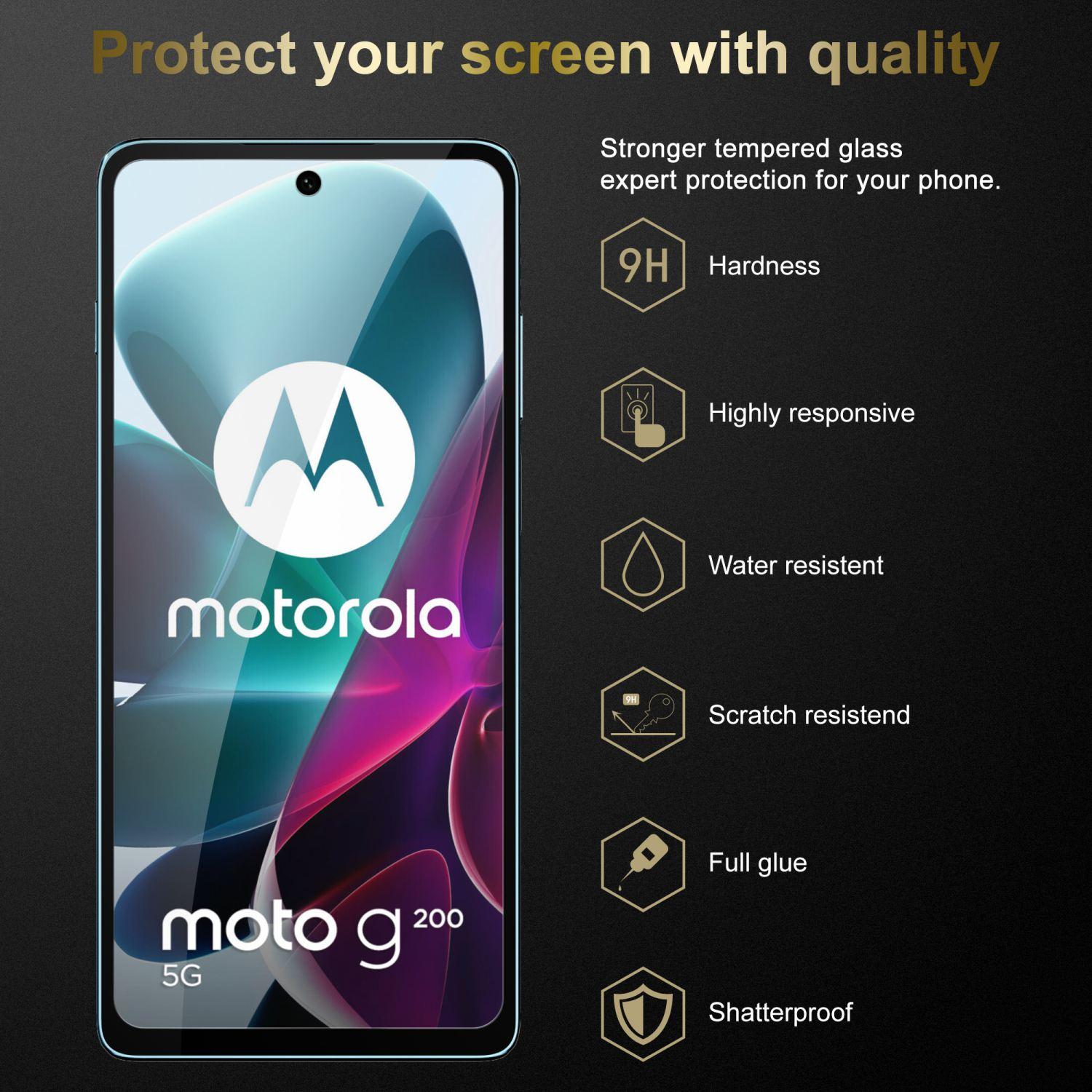 Thumbnail - Cadorabo Vollbild Displayschutzglas (3 Stück, Motorola Moto G200 5G), Smartphone Schutzfolie, Schwarz