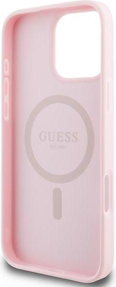 Actual product image Guess GUHMP15XPGHSMMP iPhone 15 Pro Max 6.7" różowy/pink MagSafe PU Grained Gold Ring (Apple iPhone 15 Pro Max)