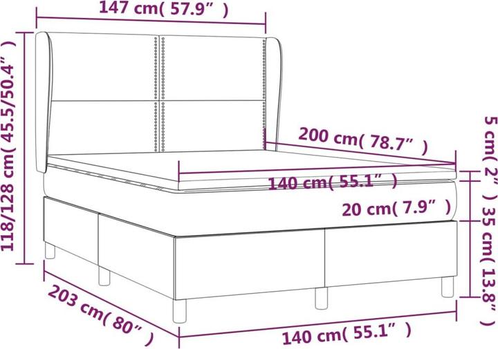 Actual product image vidaXL Boxspringbett (140 x 200 cm)
