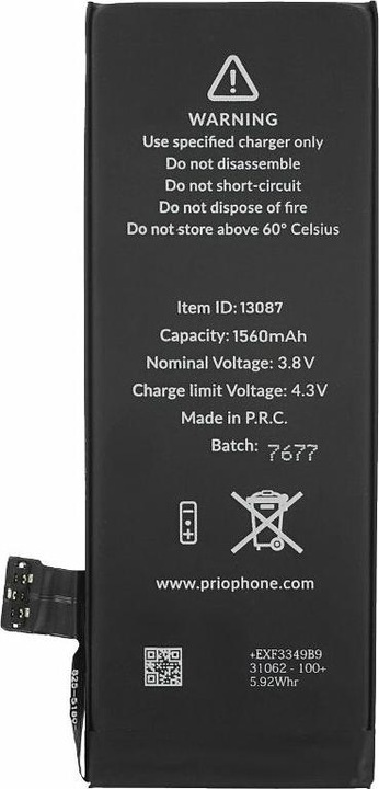 Actual product image prio Battery for iPhone 5s (Universal APN)