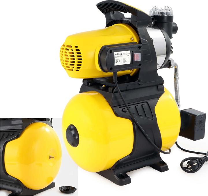 Actual product image Wiltec Water Booster Pump 1300 W Stainless Steel Body Pressure Tank Garden (Domestic water pump, Garden pump)