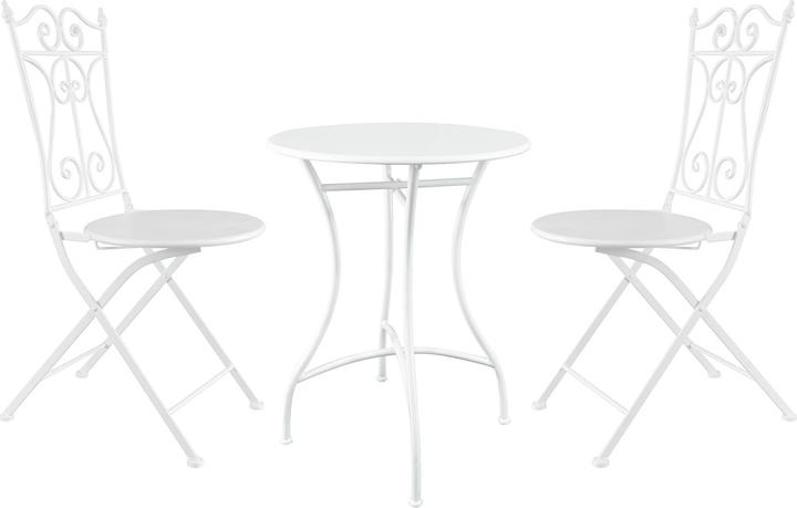 Produktbild HTI-Living Bistro Sitzgruppe Metall Creme Tisch mit 2 Stühlen Balkon Set Gartenmöbel