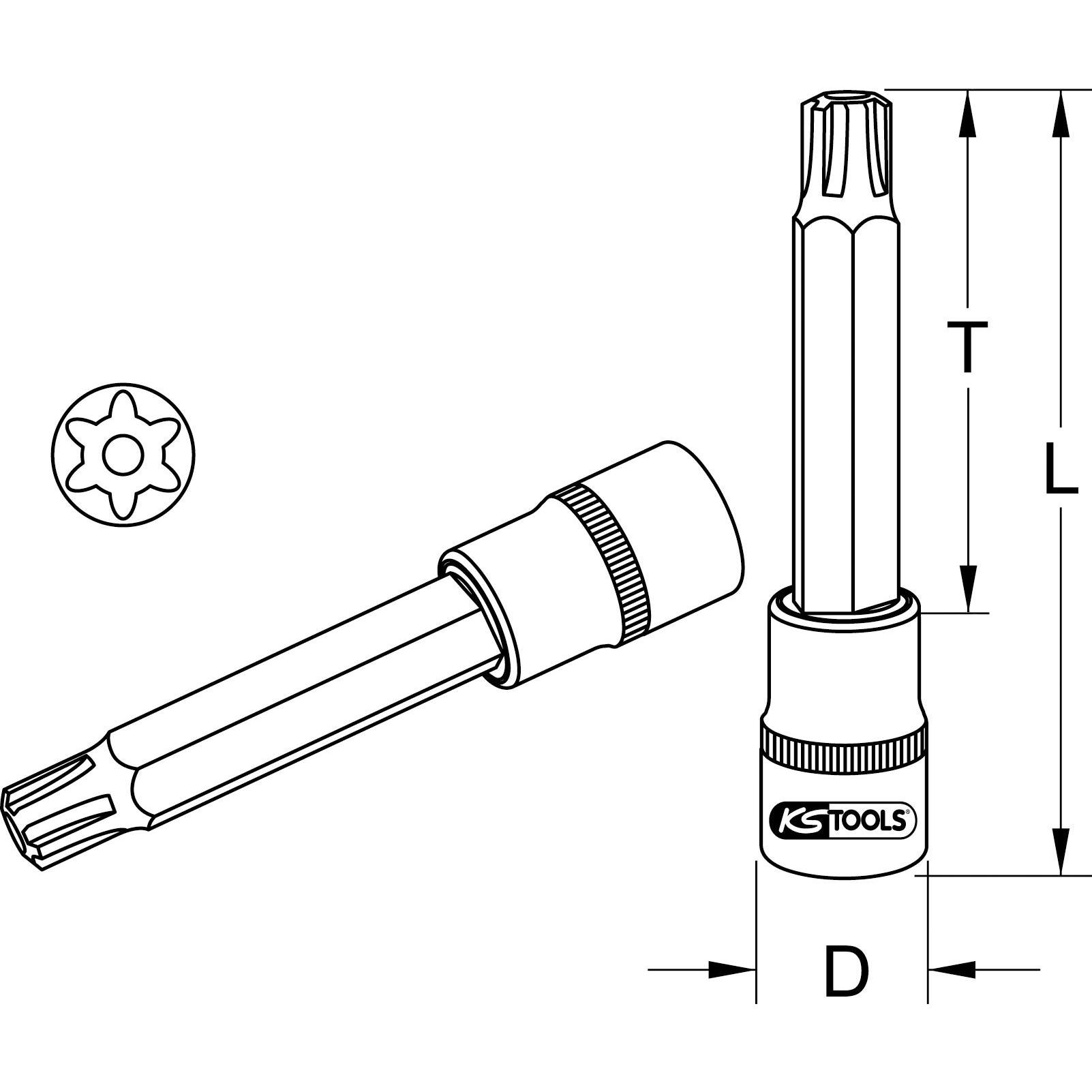 Thumbnail - KS Tools, Steckschlüssel + Stecknuss, 1/2" Bit-Stecknuss lang