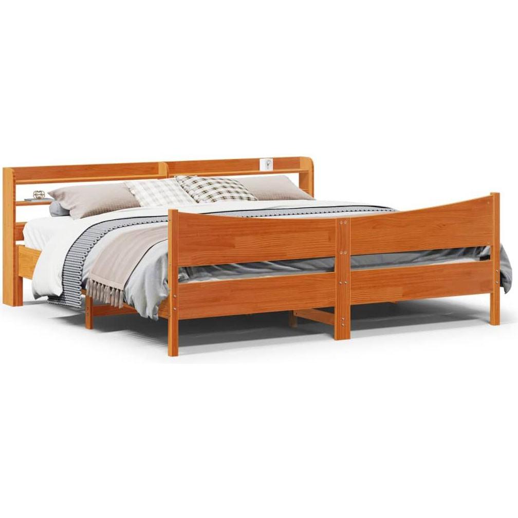 VidaXL, Bett, Massivholzbett Holzbett Bett Doppelbett mit Kopfteil 200x200cm Kiefer (200 x 200 cm)