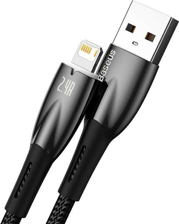 Actual product image Baseus USB cable for Lightning Glimmer Series, 2.4A, 1m (Black) (1 m)
