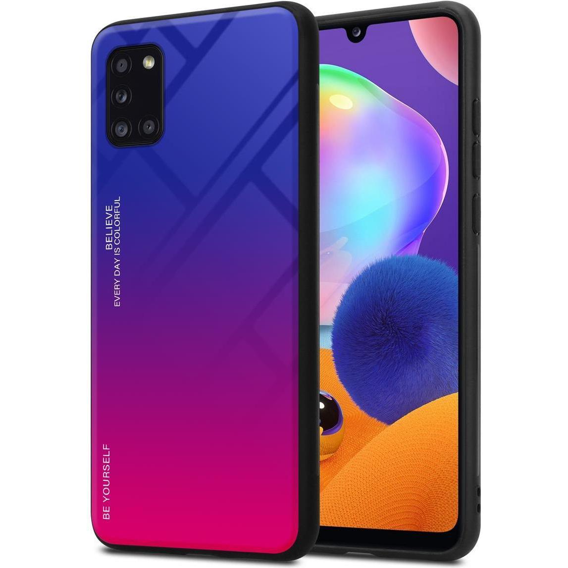 Cadorabo TPU 2 Farben Glas Cover (Samsung Galaxy A31), Smartphone Hülle, Schwarz