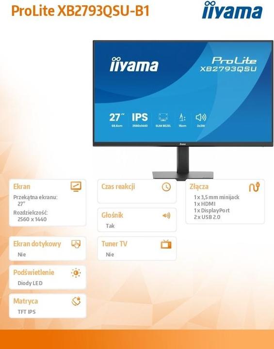 Actual product image iiyama XB2793QSU-B1 (2560 x 1440 pixels, 27")