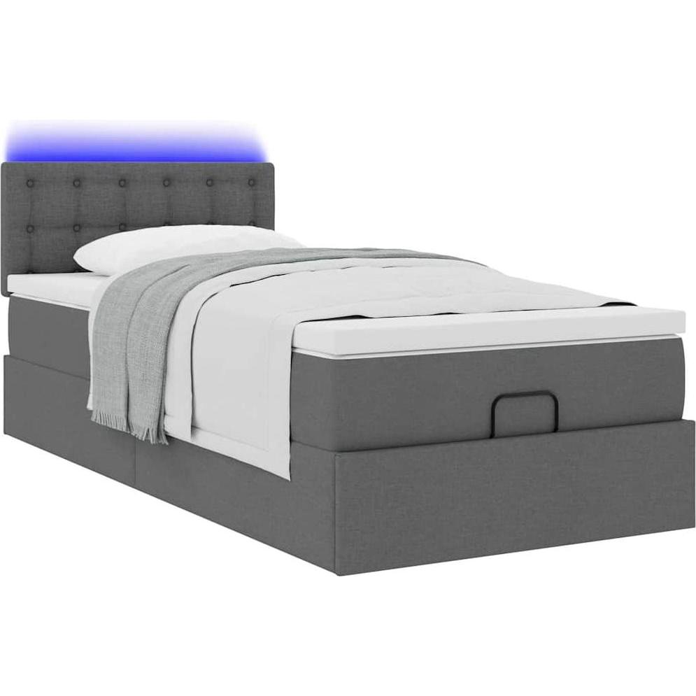 VidaXL, Bett, Ottoman-Bett mit Matratze Dunkelgrau 120x200 cm Stoff (120 x 200 cm)