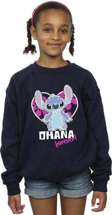 Actual product image Disney Girls Lilo And Stitch Ohana Forever Heart Sweatshirt (116)