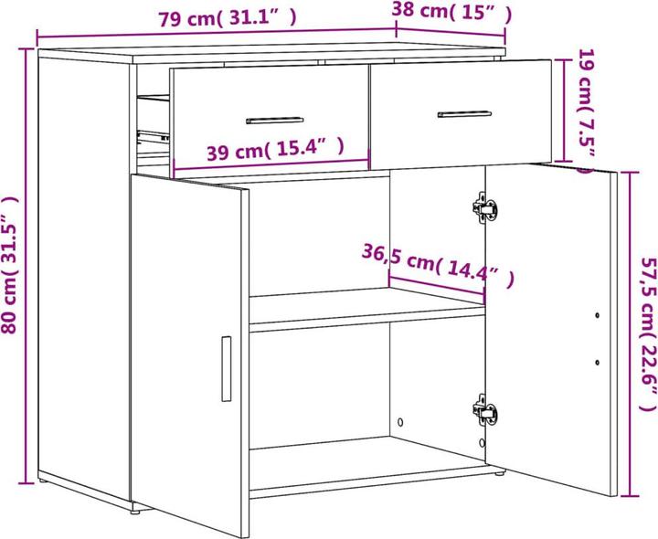 Image du produit vidaXL Sideboard (79 x 38 x 80 cm)
