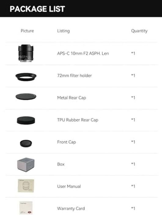 Actual product image TTArtisan 10mm f2 for Fuji X (Fujifilm X, APS-C / DX)