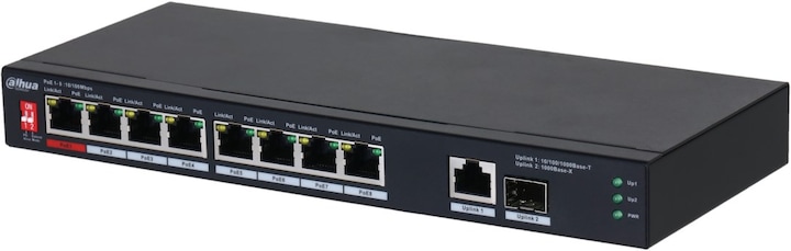 Actual product image Dahua Switch||PFS3110-8ET1GT1GF-96|Desktop/pedestal|8x10Base-T / 100Base-TX|1x10Base-T / 100Base-TX / 1000 (8 Ports)