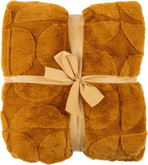 Actual product image Domoletti Plaid Jacquard Mustard, mustard, 140 cm x 200 cm (200 x 140 cm)