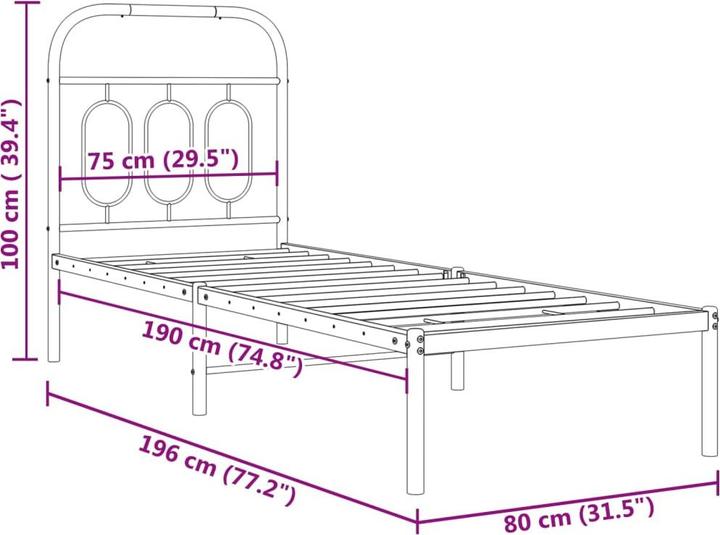 Actual product image VidaXL Bed frame with headboard (180 x 200 cm)
