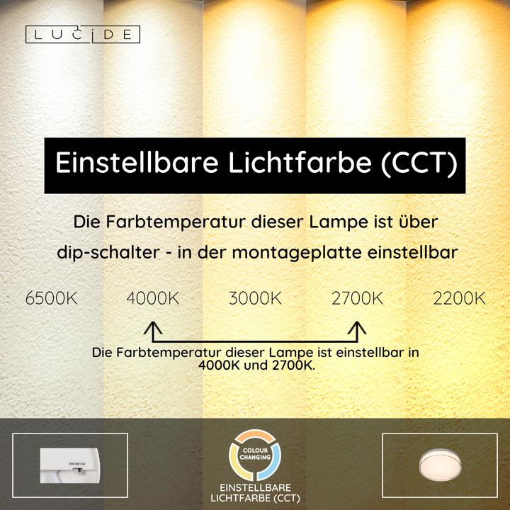 Immagine prodotto Lucide PLANO LED Deckenleuchte 16W dimmbar IP44 Steuerbare Lichtfarbe Modern Opal 78151/18/61