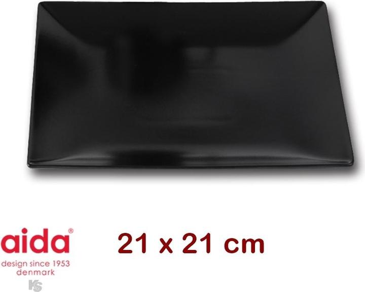 Actual product image Aida Plate flat black square 21cm (1x, 21 cm)
