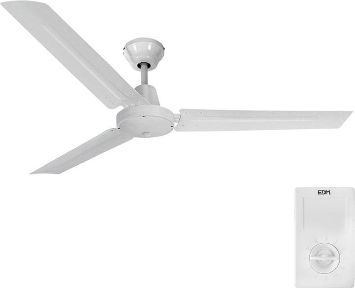 EDM Deckenventilator 33982 Weiss 60 W Ø 120 cm Mini Industriell (46.90 dB)