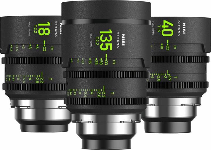 Actual product image Nisi ATHENA PRIME Full Frame Cinema Lens Kit – 18mm T2.2, 40mm T1.9, 135mm T2.2 + Hard Case (PL Mount) (L-Mount, full size)