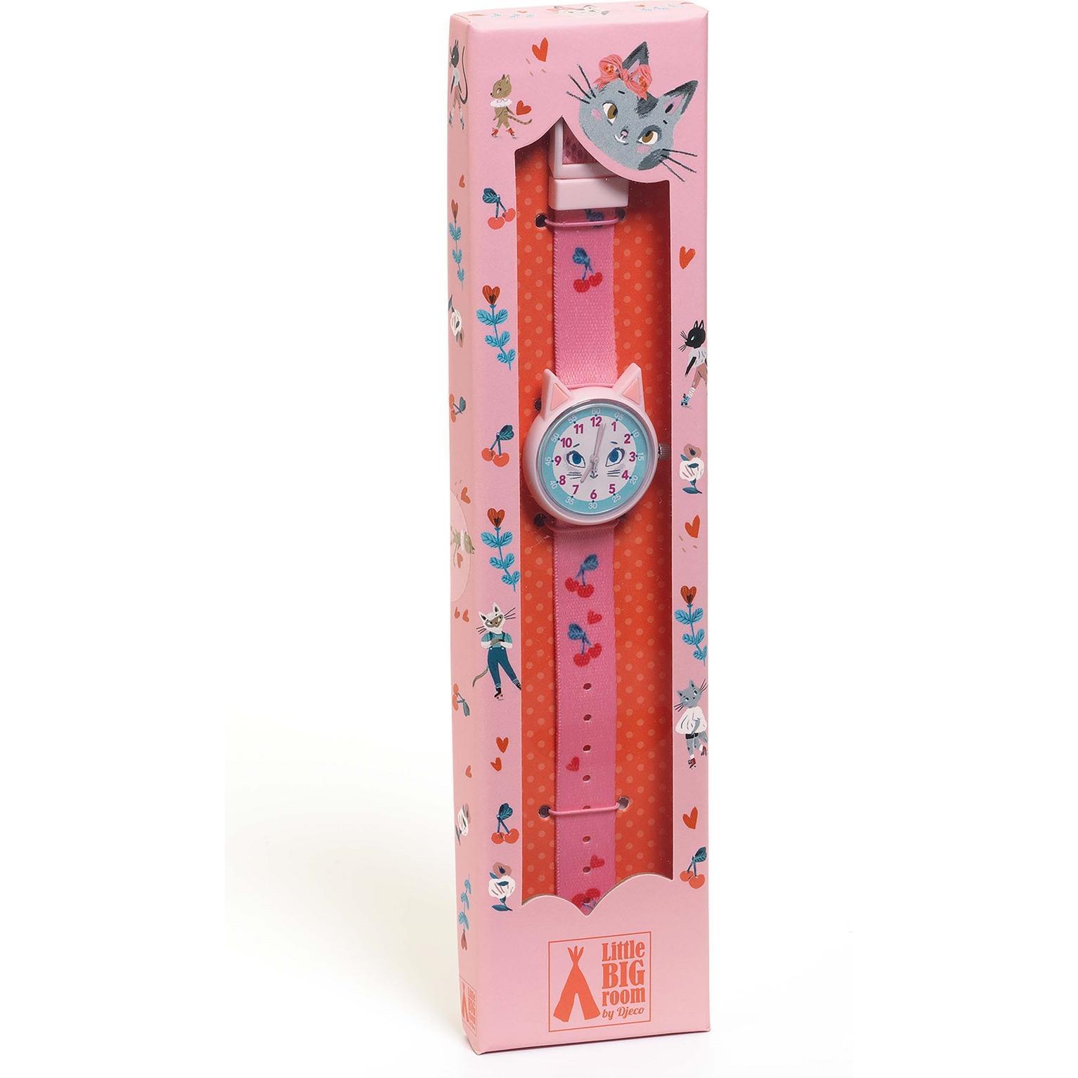 Thumbnail - Djeco, Armbanduhr, Katze, Rosa, (Analoguhr, 30 mm)