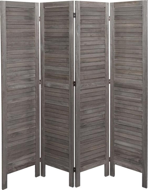 Mendler Paravent HWC-G30, Trennwand Sichtschutz Raumteiler, Shabby-Look 170x162cm - grau-braun