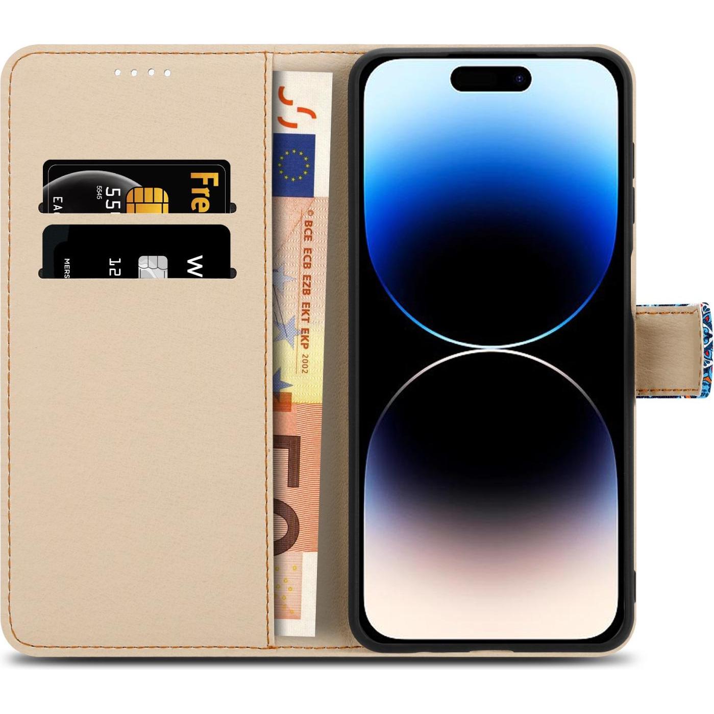 Thumbnail - Cadorabo Hülle für Apple iPhone 14 PRO MAX im Book Print Style (Apple iPhone 14 Pro Max), Smartphone Hülle, Blau