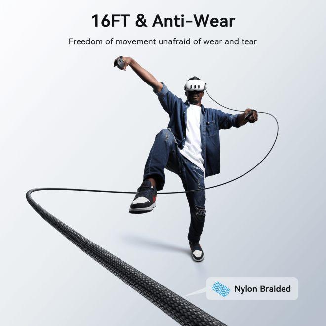 Actual product image AMVR Meta Quest 3 / 3S VR Link Kabel mit 36W Ladeleistung & USB-A-auf-C Adapter